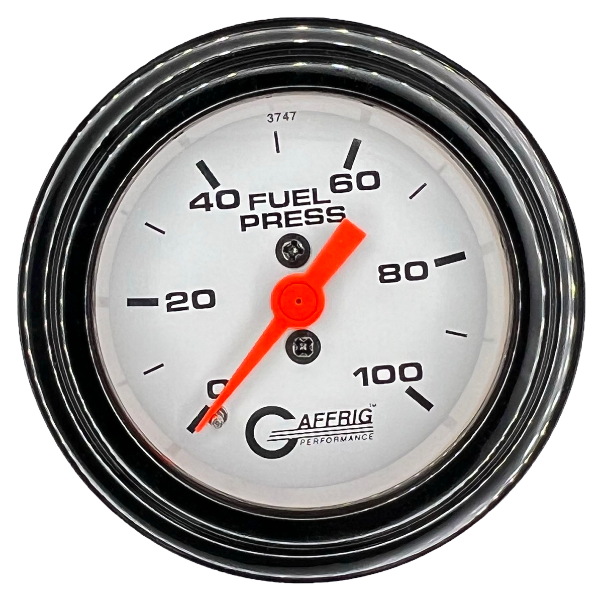 GAFFRIG 2 INCH MECHANICAL FUEL PRESSURE 0-100 PSI GAUGE STEP RIM (002) / BLACK / WHITE