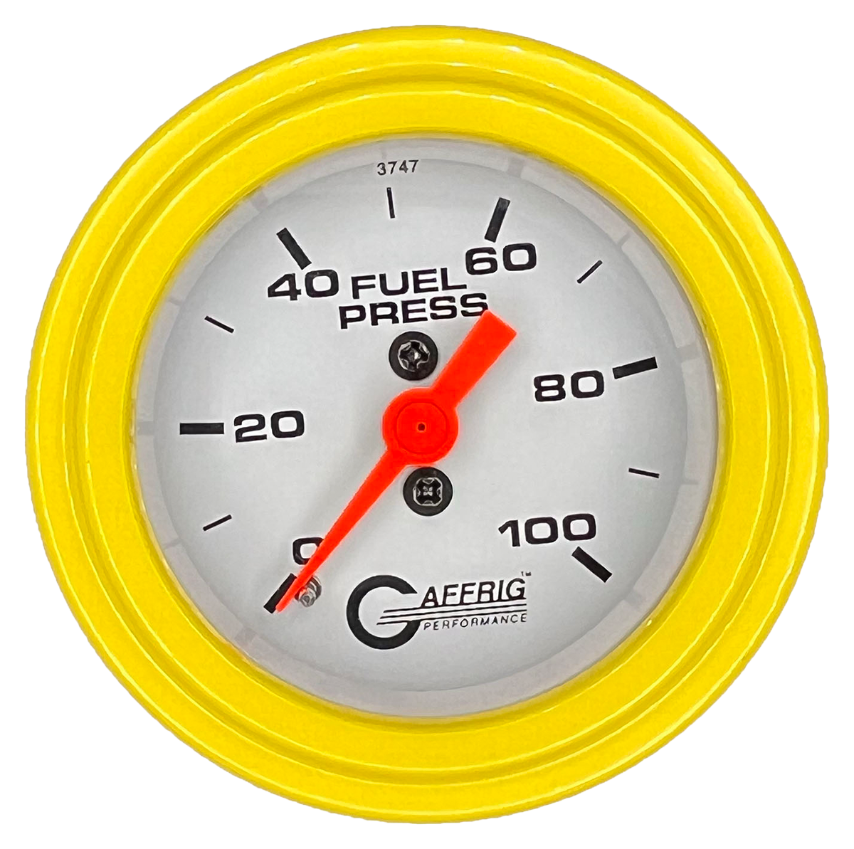 GAFFRIG 2 INCH MECHANICAL FUEL PRESSURE 0-100 PSI GAUGE STEP RIM (002) / YELLOW / WHITE