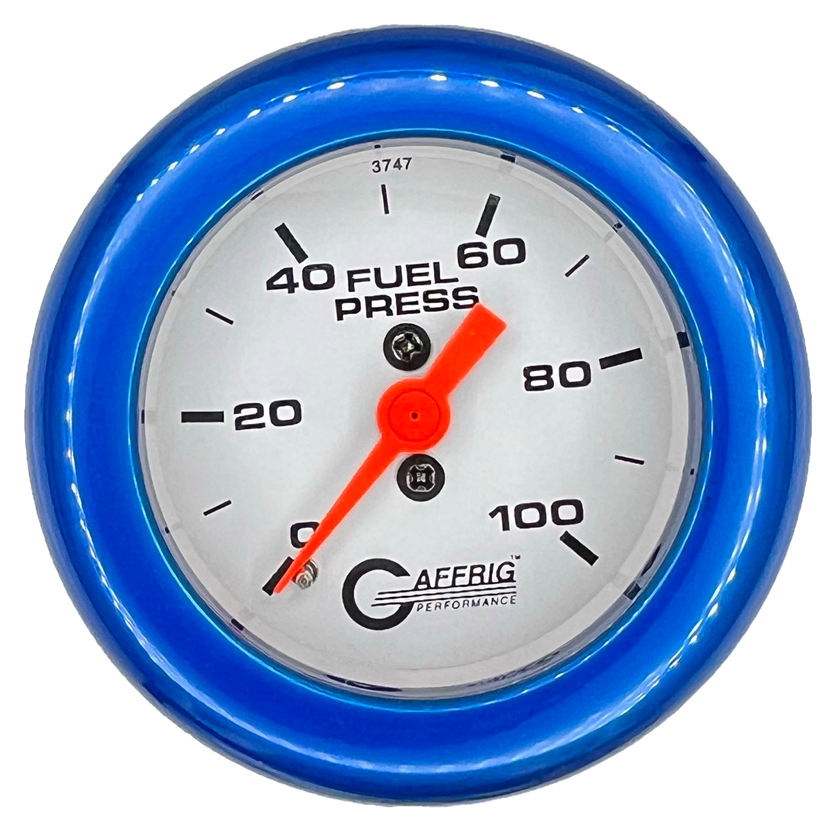 GAFFRIG 2 INCH MECHANICAL FUEL PRESSURE 0-100 PSI GAUGE FAT RIM (218) / BLUE / WHITE