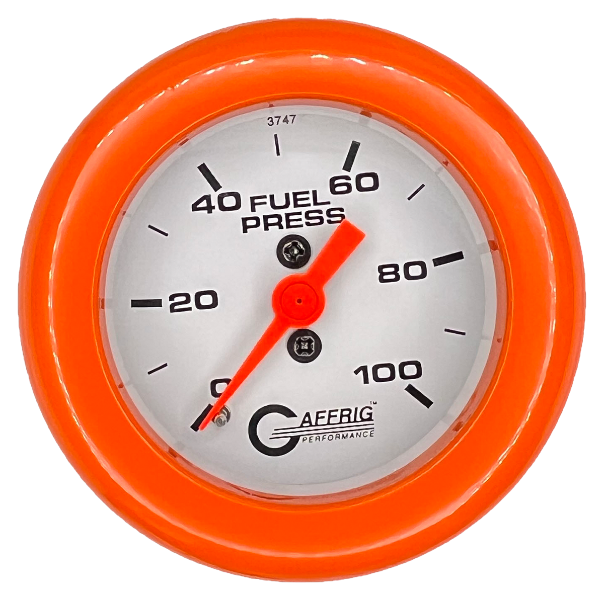 GAFFRIG 2 INCH MECHANICAL FUEL PRESSURE 0-100 PSI GAUGE FAT RIM (218) / ORANGE / WHITE