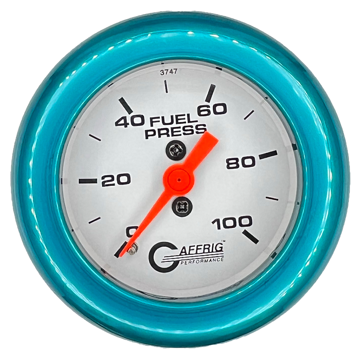 GAFFRIG 2 INCH MECHANICAL FUEL PRESSURE 0-100 PSI GAUGE FAT RIM (218) / TEAL / WHITE