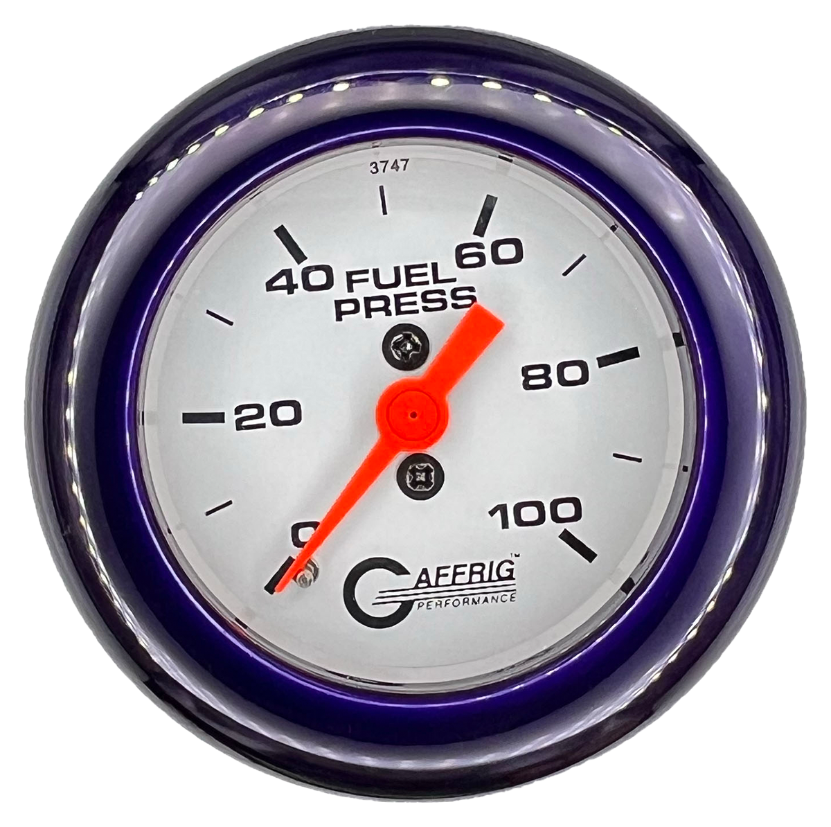 GAFFRIG 2 INCH MECHANICAL FUEL PRESSURE 0-100 PSI GAUGE FAT RIM (218) / PURPLE / WHITE