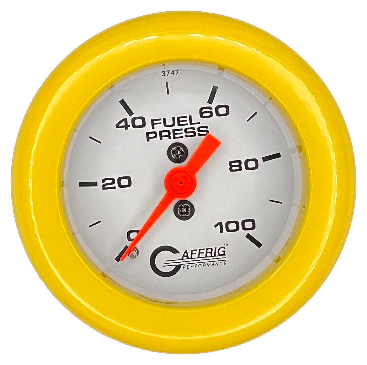 GAFFRIG 2 INCH MECHANICAL FUEL PRESSURE 0-100 PSI GAUGE FAT RIM (218) / YELLOW / WHITE