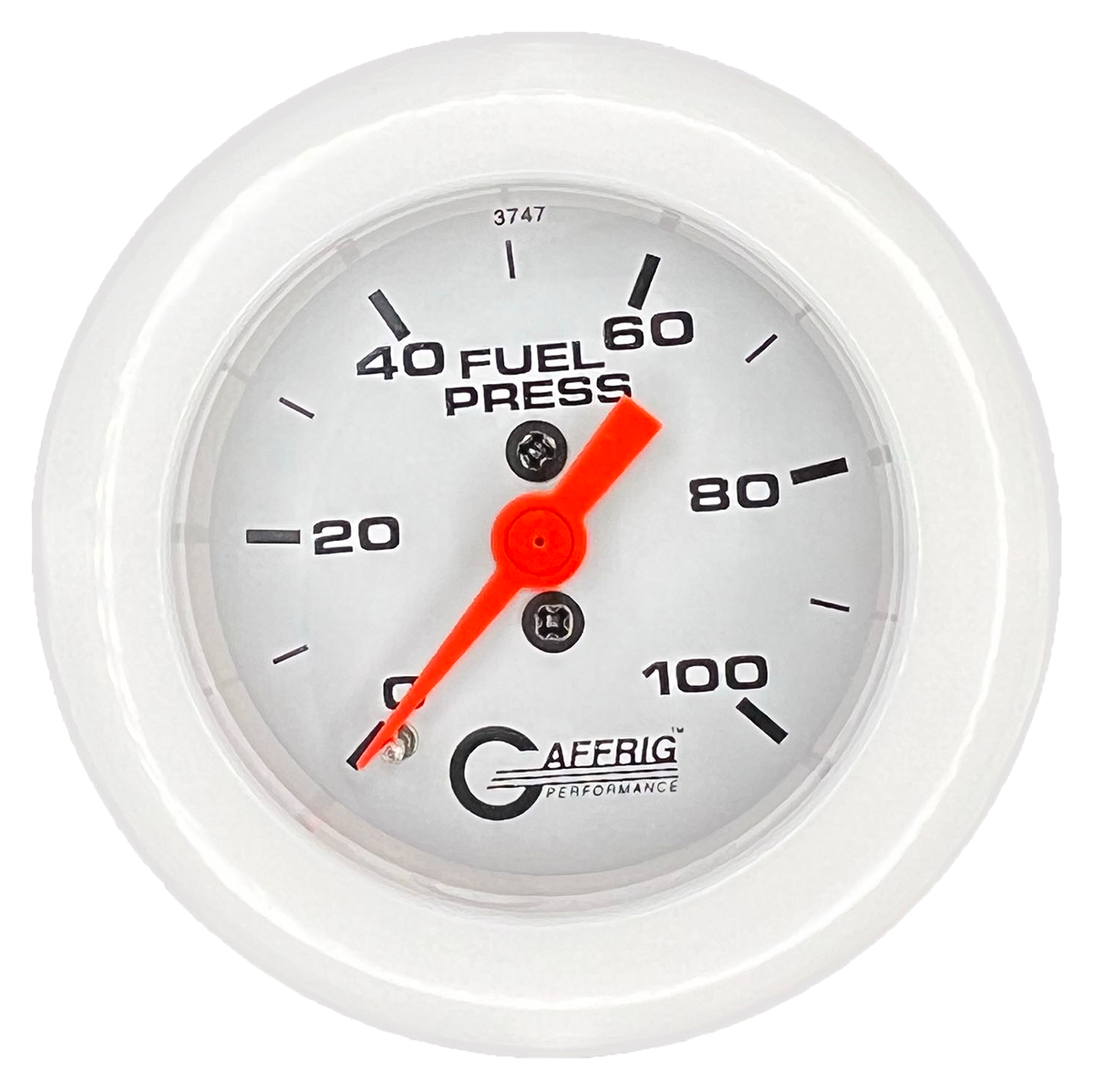 GAFFRIG 2 INCH MECHANICAL FUEL PRESSURE 0-100 PSI GAUGE FAT RIM (218) / WHITE / WHITE