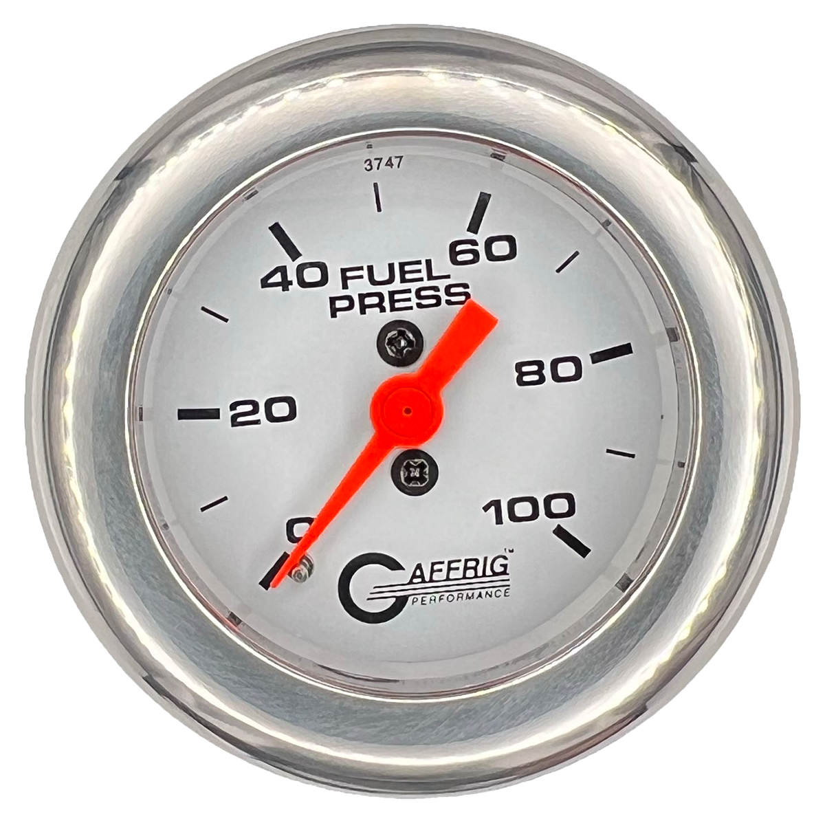GAFFRIG 2 INCH MECHANICAL FUEL PRESSURE 0-100 PSI GAUGE FAT RIM (218) / CHROME/POLISHED / WHITE