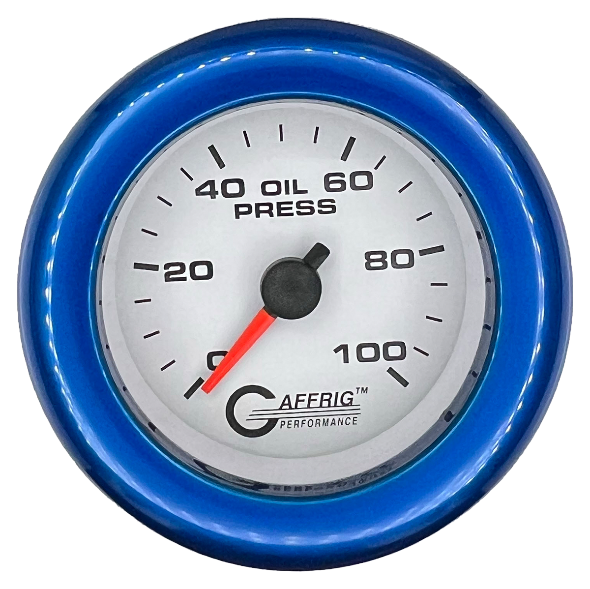GAFFRIG 2 INCH MECHANICAL OIL PRESSURE 0-100 PSI GAUGE FAT RIM (218) / BLUE / WHITE