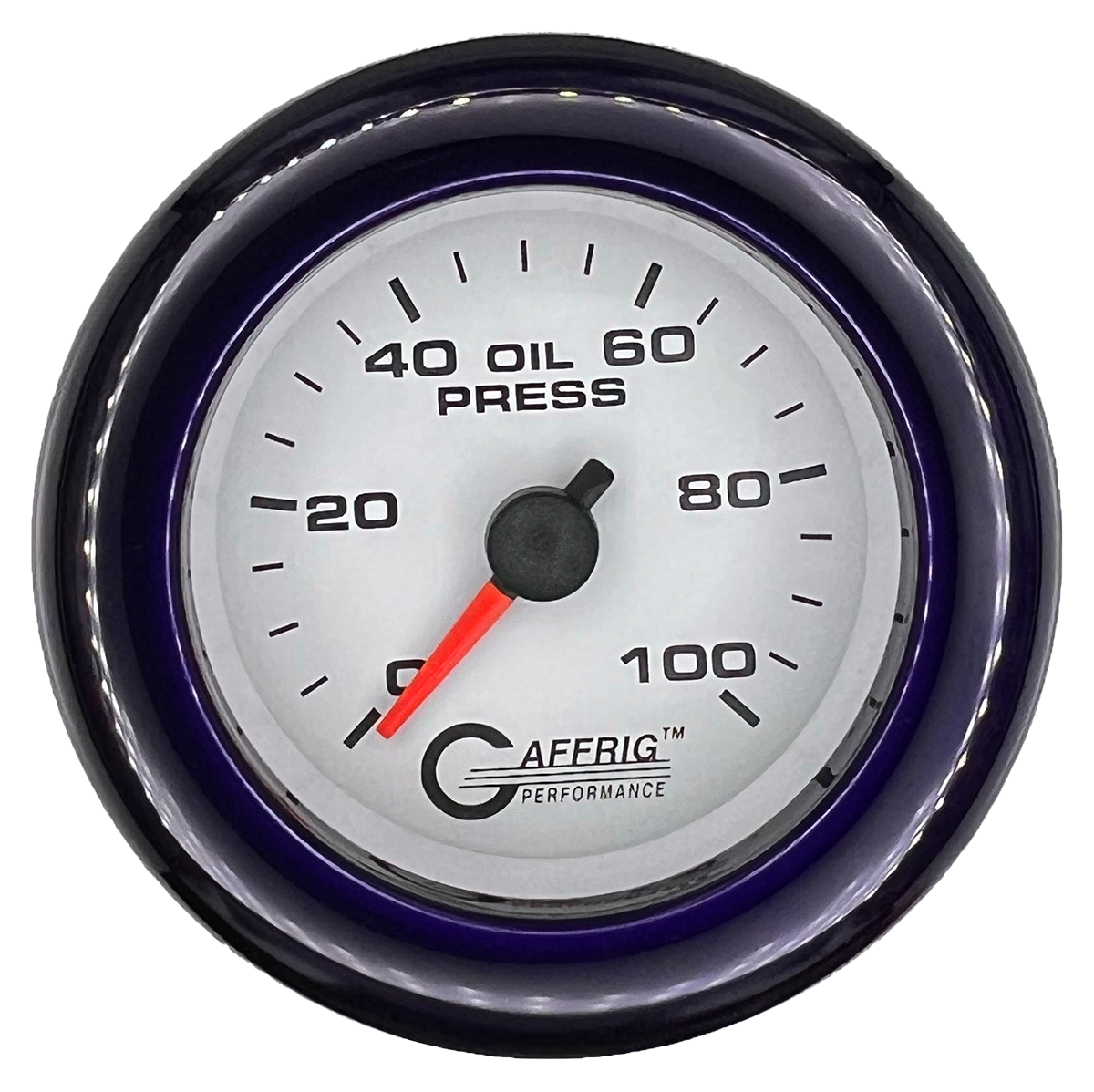 GAFFRIG 2 INCH MECHANICAL OIL PRESSURE 0-100 PSI GAUGE FAT RIM (218) / PURPLE / WHITE