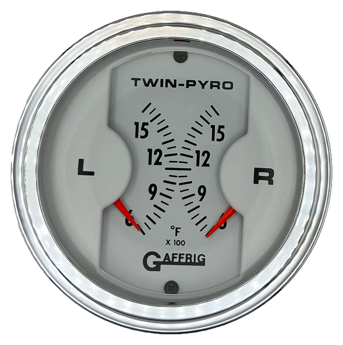 GAFFRIG 3 INCH ELECTRIC DUAL PYROMETER WHITE / CHROME/POLISHED