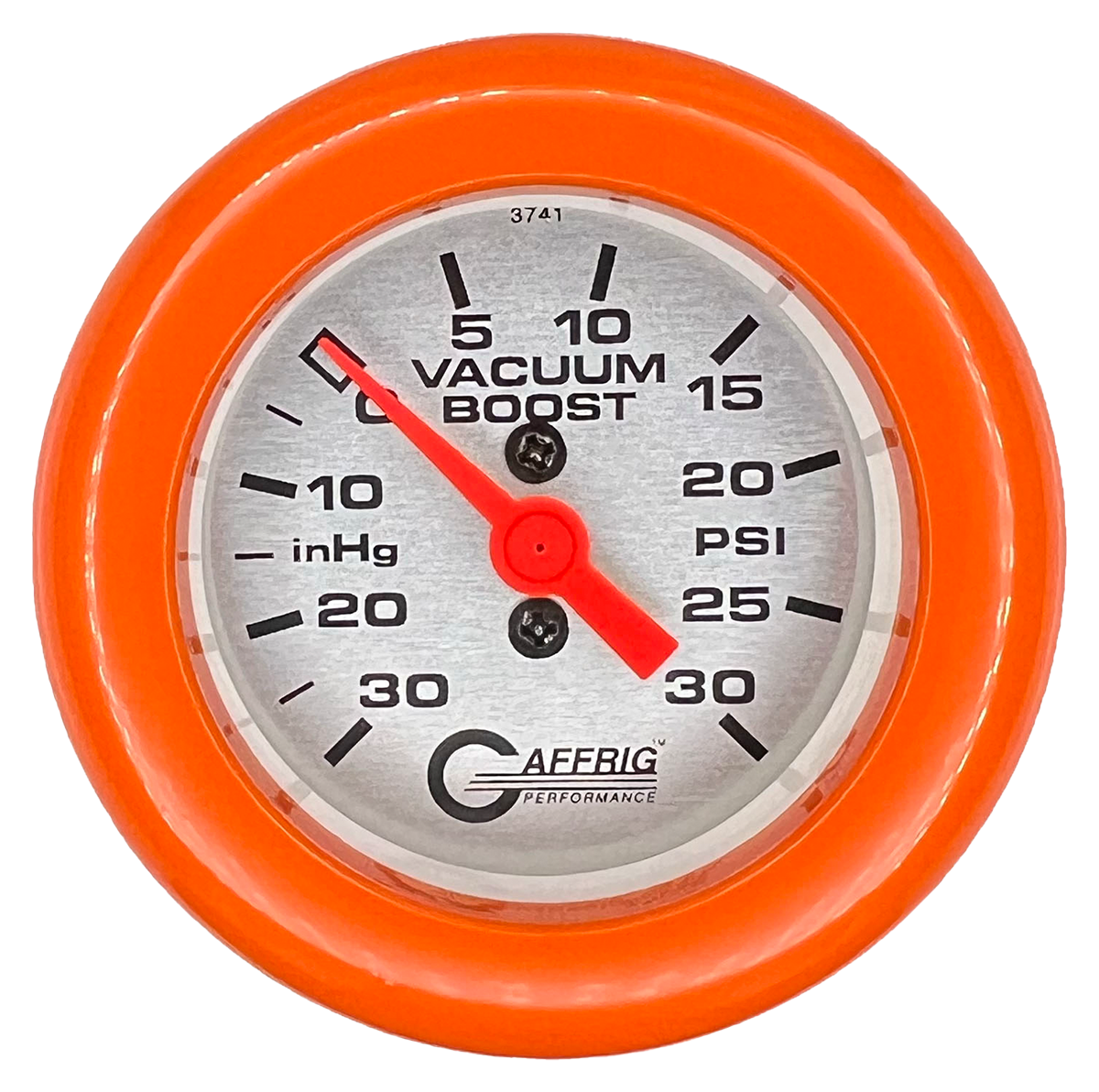 GAFFRIG 2 INCH MECHANICAL VACUUM 0-30HG/BOOST 0-30PSI GAUGE FAT RIM (218) / ORANGE / PLATINUM