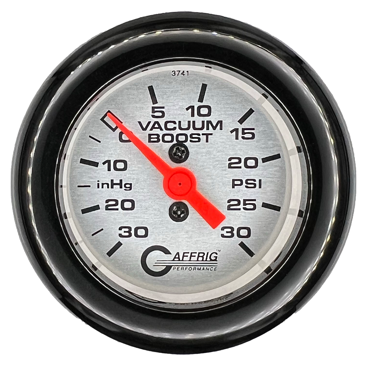 GAFFRIG 2 INCH MECHANICAL VACUUM 0-30HG/BOOST 0-30PSI GAUGE FAT RIM (218) / BLACK / PLATINUM