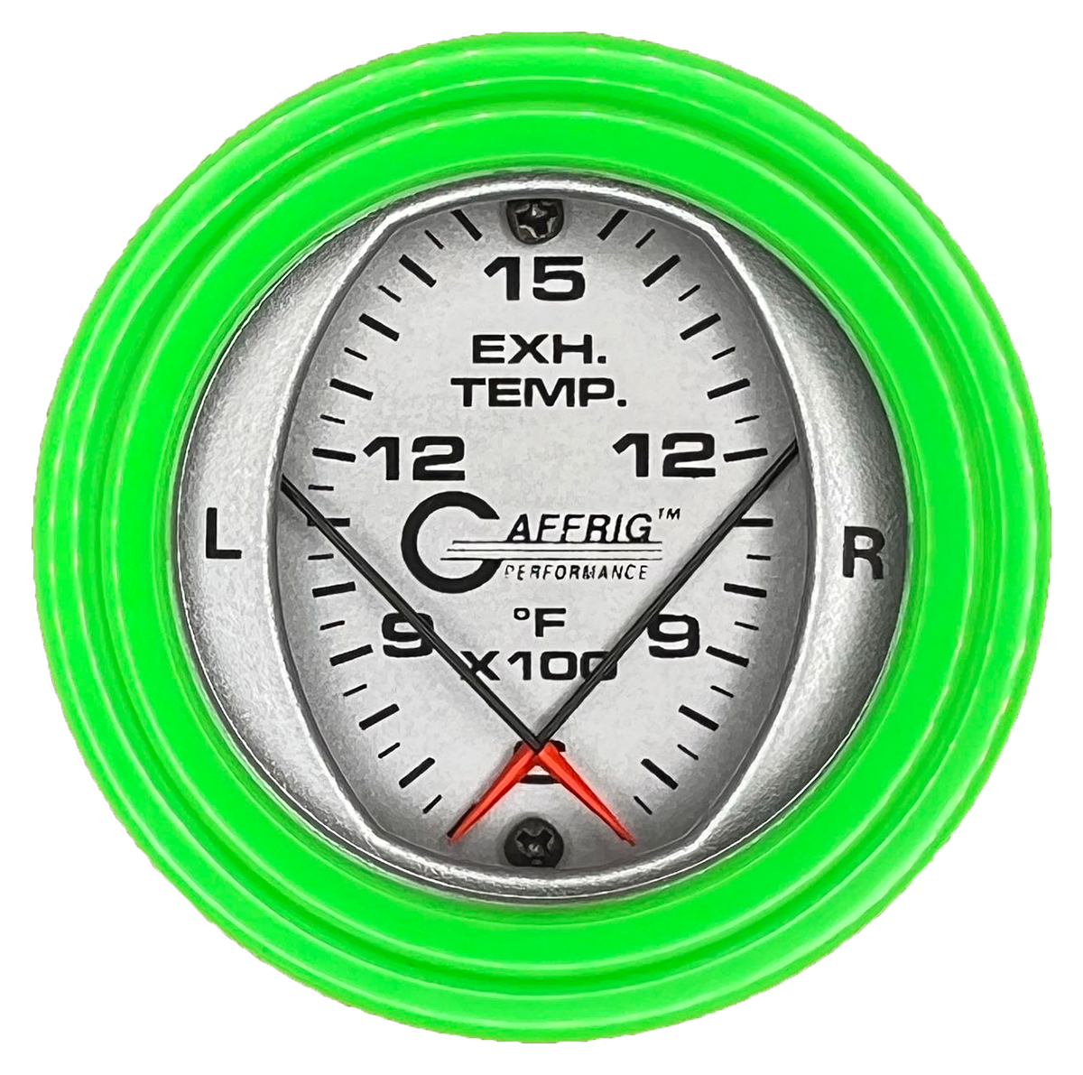 GAFFRIG 2 INCH MECHANICAL DIAL PYROMETER 600-1600 F STEP RIM (002) / LIME GREEN / PLATINUM