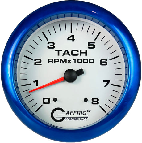 GAFFRIG 4 5/8 INCH ELECTRIC TACHOMETER - WHITE BLUE / 8000