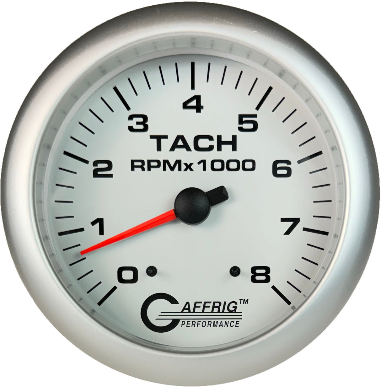 GAFFRIG 4 5/8 INCH ELECTRIC TACHOMETER - WHITE PLATINUM / 8000