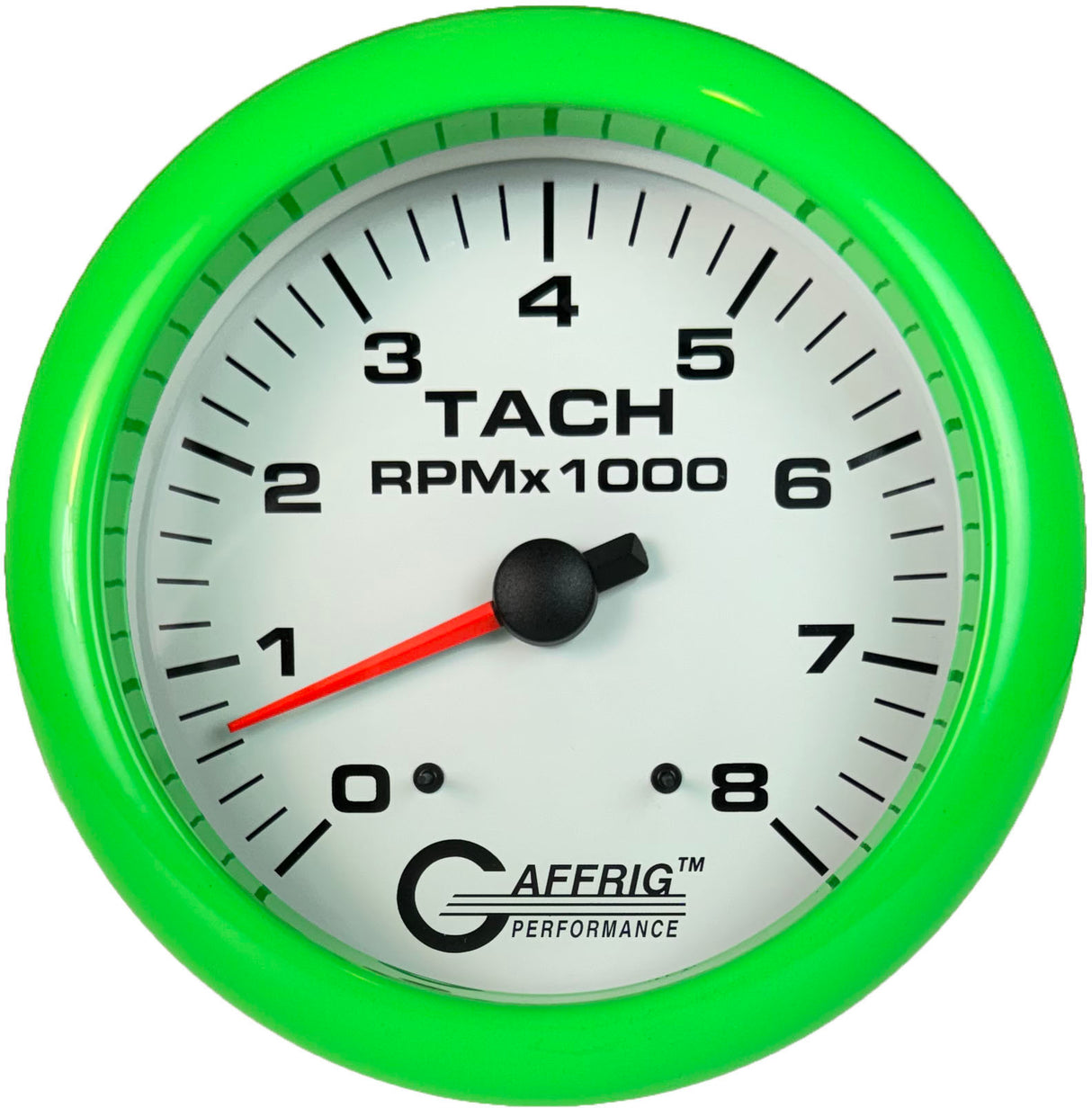 GAFFRIG 4 5/8 INCH ELECTRIC TACHOMETER - WHITE LIME GREEN / 8000