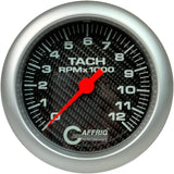 GAFFRIG 4 5/8 INCH ELECTRIC TACHOMETER - CARBON FIBER PLATINUM / 12000