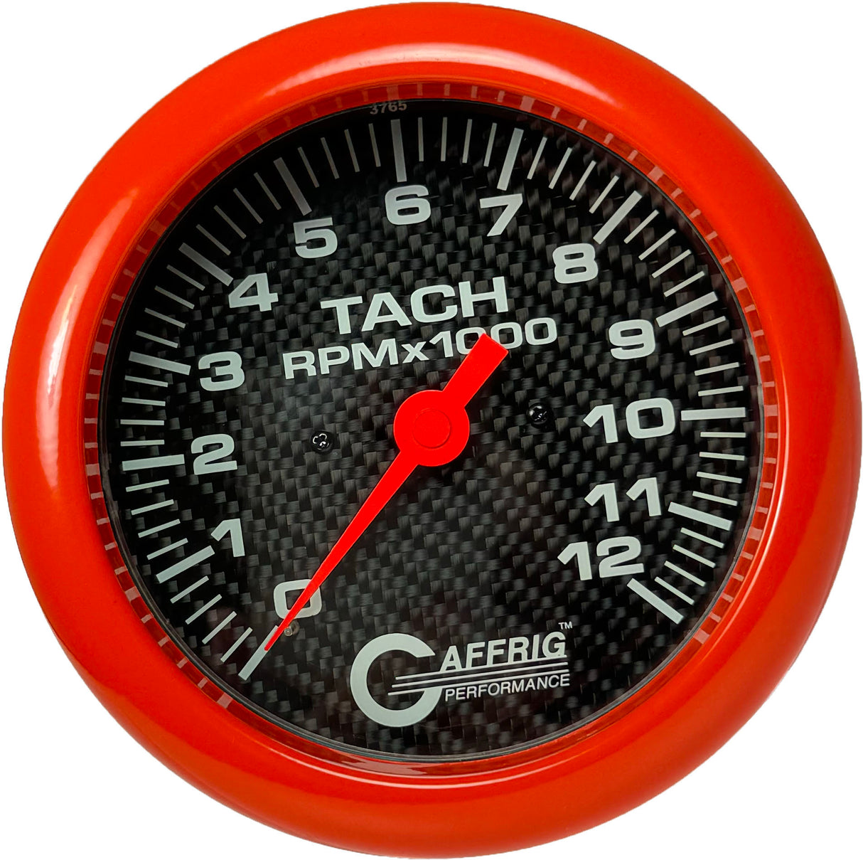 GAFFRIG 4 5/8 INCH ELECTRIC TACHOMETER - CARBON FIBER ORANGE / 12000