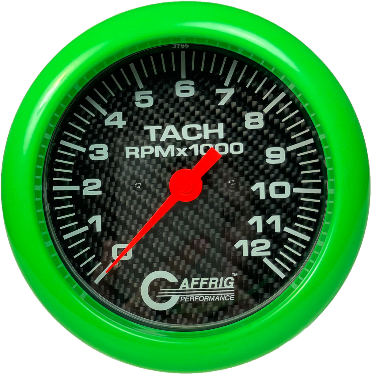 GAFFRIG 4 5/8 INCH ELECTRIC TACHOMETER - CARBON FIBER LIME GREEN / 12000