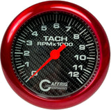 GAFFRIG 4 5/8 INCH ELECTRIC TACHOMETER - CARBON FIBER RED / 12000