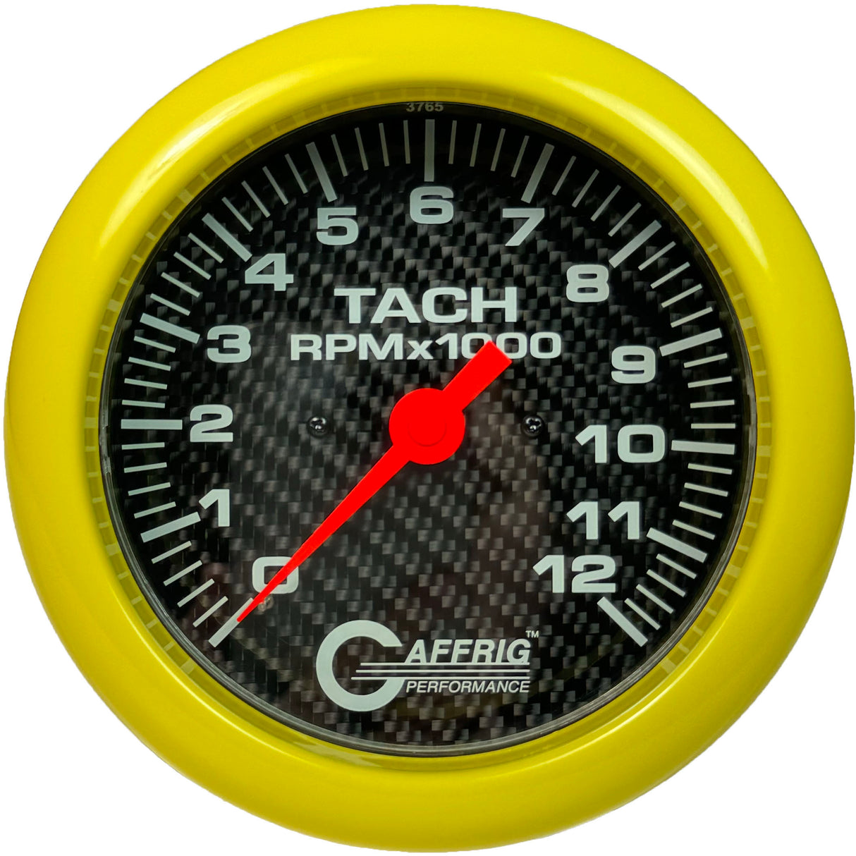 GAFFRIG 4 5/8 INCH ELECTRIC TACHOMETER - CARBON FIBER YELLOW / 12000