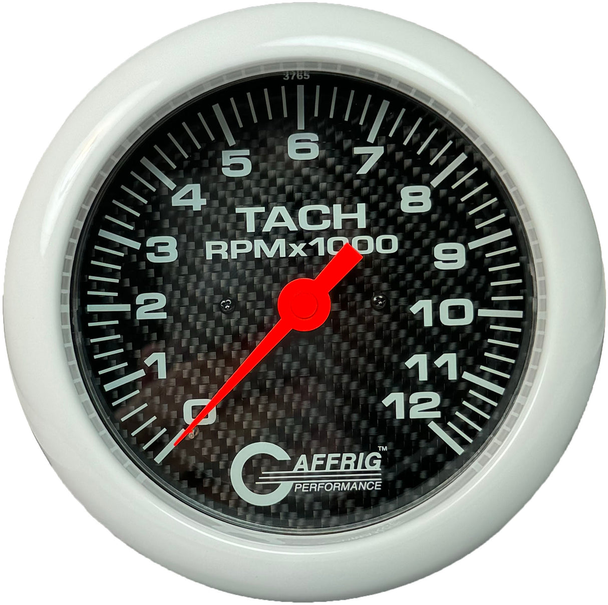 GAFFRIG 4 5/8 INCH ELECTRIC TACHOMETER - CARBON FIBER WHITE / 12000