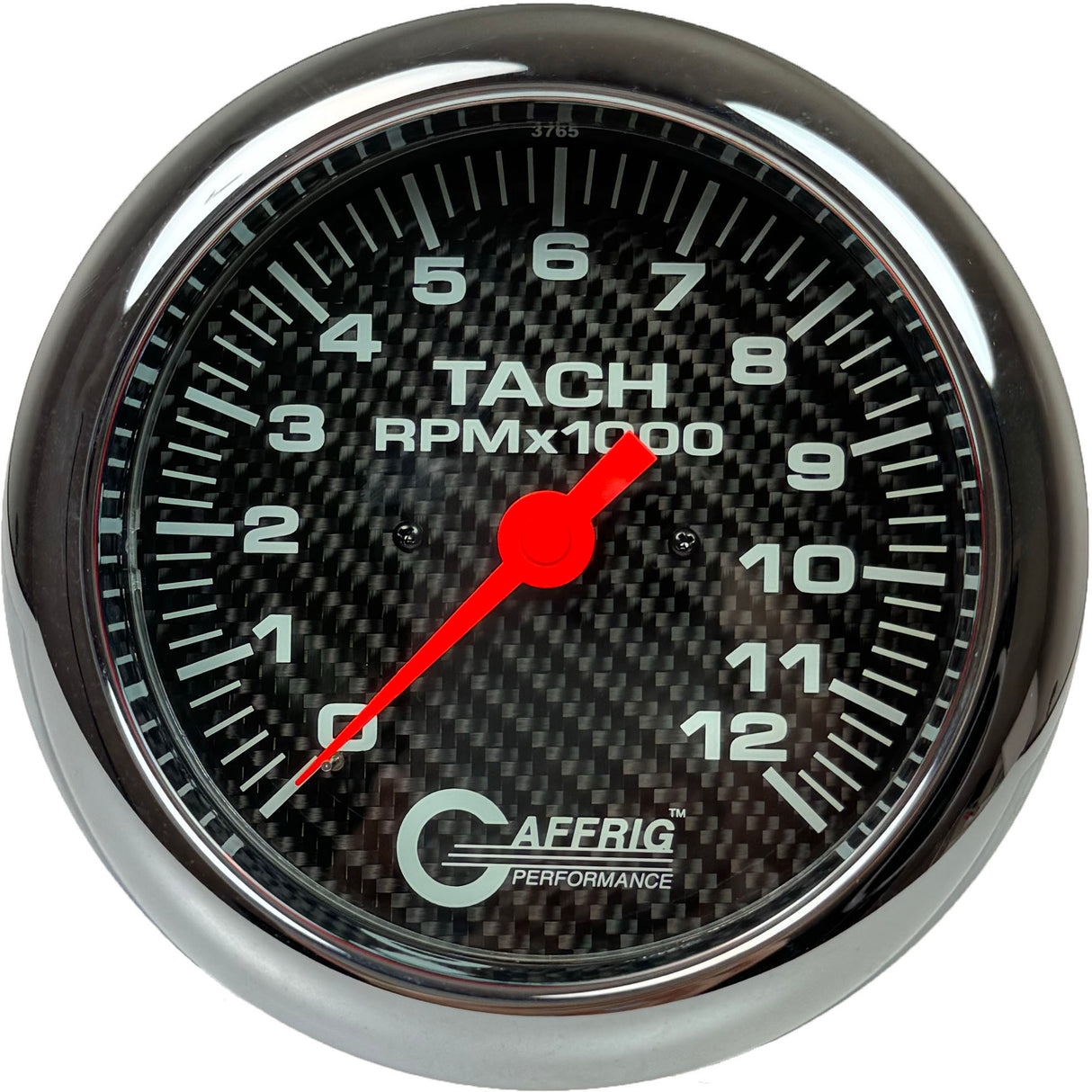 GAFFRIG 4 5/8 INCH ELECTRIC TACHOMETER - CARBON FIBER CHROME/POLISHED / 12000