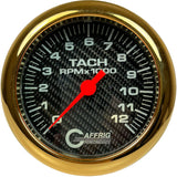 GAFFRIG 4 5/8 INCH ELECTRIC TACHOMETER - CARBON FIBER GOLD / 12000