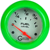 GAFFRIG 2 5/8 INCH EELECTRIC FUEL LEVEL 240-33 OHMS PLATINUM / LIME GREEN