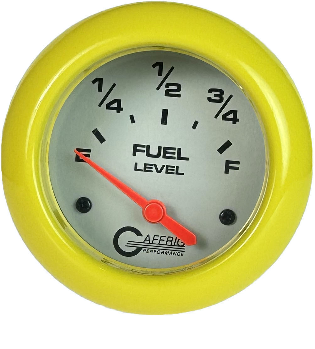 GAFFRIG 2 5/8 INCH EELECTRIC FUEL LEVEL 240-33 OHMS PLATINUM / YELLOW