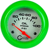 GAFFRIG 2 5/8 INCH ELECTRIC OIL PRESSURE 0-100PSI LIME GREEN / PLATINUM