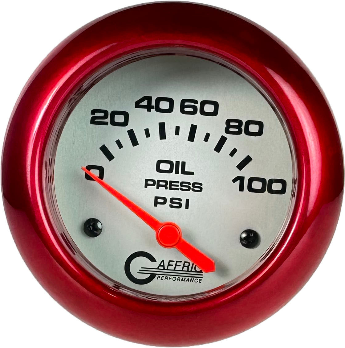 GAFFRIG 2 5/8 INCH ELECTRIC OIL PRESSURE 0-100PSI RED / PLATINUM