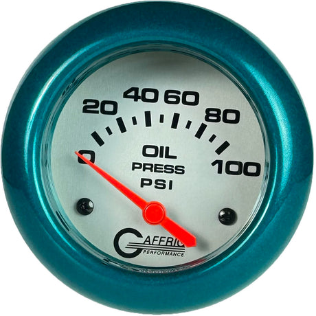 GAFFRIG 2 5/8 INCH ELECTRIC OIL PRESSURE 0-100PSI TEAL / PLATINUM