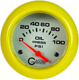 GAFFRIG 2 5/8 INCH ELECTRIC OIL PRESSURE 0-100PSI YELLOW / PLATINUM