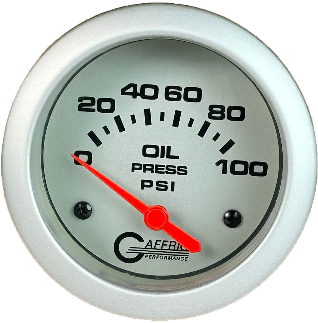 GAFFRIG 2 5/8 INCH ELECTRIC OIL PRESSURE 0-100PSI NO FAT RIM (STANDARD) / PLATINUM