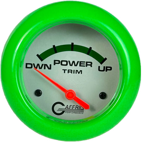 GAFFRIG 2 5/8 INCH ELECTRIC TRIM METER MERCURY PLATINUM / LIME GREEN