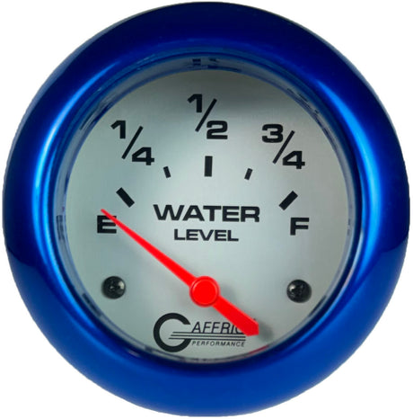 GAFFRIG PART #11009 2 5/8 INCH ELECTRIC WATER LEVEL GAUGE 240-33 OHMS PLATINUM FAT RIM (258) / BLUE