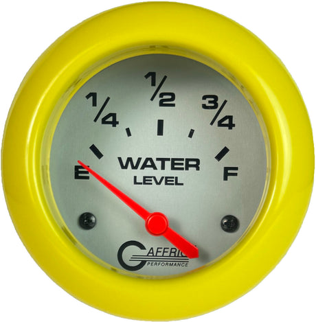 GAFFRIG PART #11009 2 5/8 INCH ELECTRIC WATER LEVEL GAUGE 240-33 OHMS PLATINUM FAT RIM (258) / YELLOW