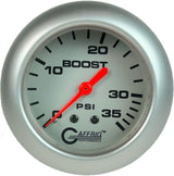 GAFFRIG PART #11010 2 5/8 INCH MECHANICAL BOOST GAUGE 0-35 PSI PLATINUM FAT RIM (258) / PLATINUM