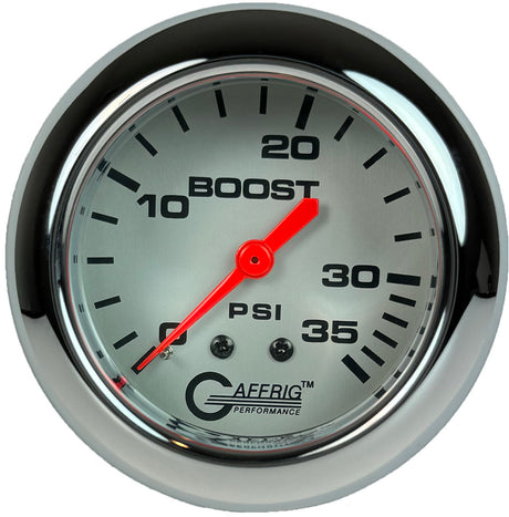 GAFFRIG PART 2 5/8 INCH MECHANICAL BOOST GAUGE 0-35 PSI PLATINUM / CHROME/POLISHED