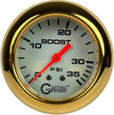 GAFFRIG PART 2 5/8 INCH MECHANICAL BOOST GAUGE 0-35 PSI PLATINUM / GOLD