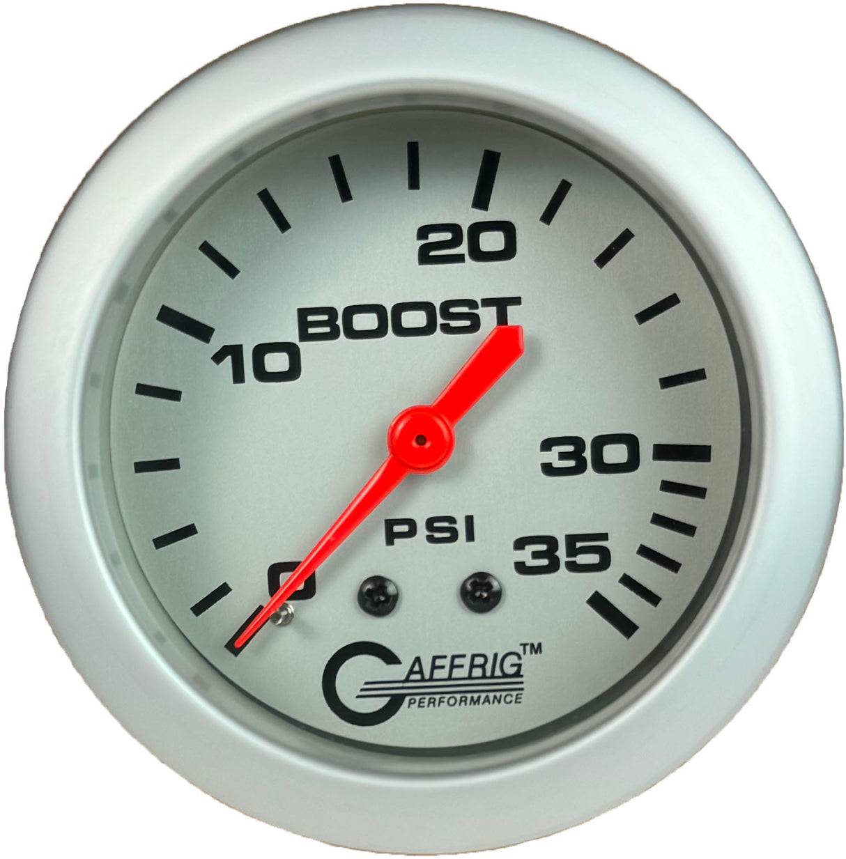 GAFFRIG PART #11010 2 5/8 INCH MECHANICAL BOOST GAUGE 0-35 PSI PLATINUM STANDARD (NO FAT RIM) / PLATINUM