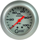 GAFFRIG PART #11011 2 5/8 INCH MECHANICAL OIL PRESSURE 0-100 PSI PLATINUM FAT RIM (258) / PLATINUM