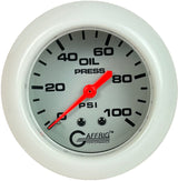 GAFFRIG PART #11011 2 5/8 INCH MECHANICAL OIL PRESSURE 0-100 PSI PLATINUM FAT RIM (258) / WHITE