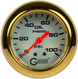 GAFFRIG PART 2 5/8 INCH MECHANICAL OIL PRESSURE 0-100 PSI PLATINUM / GOLD