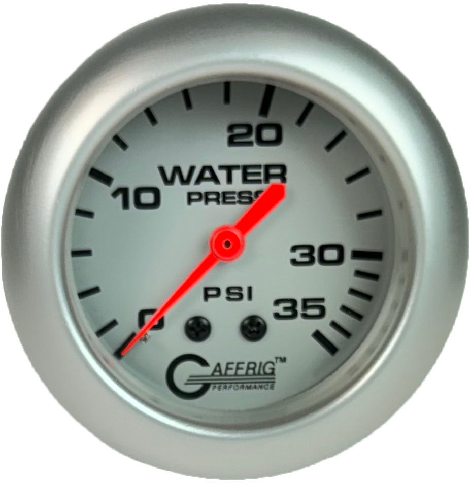 GAFFRIG PART #11014 2 5/8 INCH MECHANICAL WATER PRESSURE 0-35 PSI PLATINUM FAT RIM (258) / PLATINUM