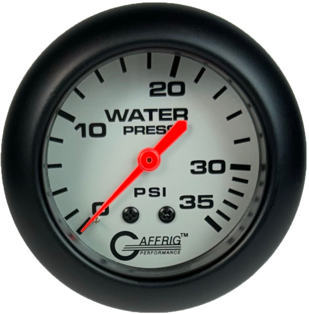 GAFFRIG PART #11014 2 5/8 INCH MECHANICAL WATER PRESSURE 0-35 PSI PLATINUM FAT RIM (258) / BLACK