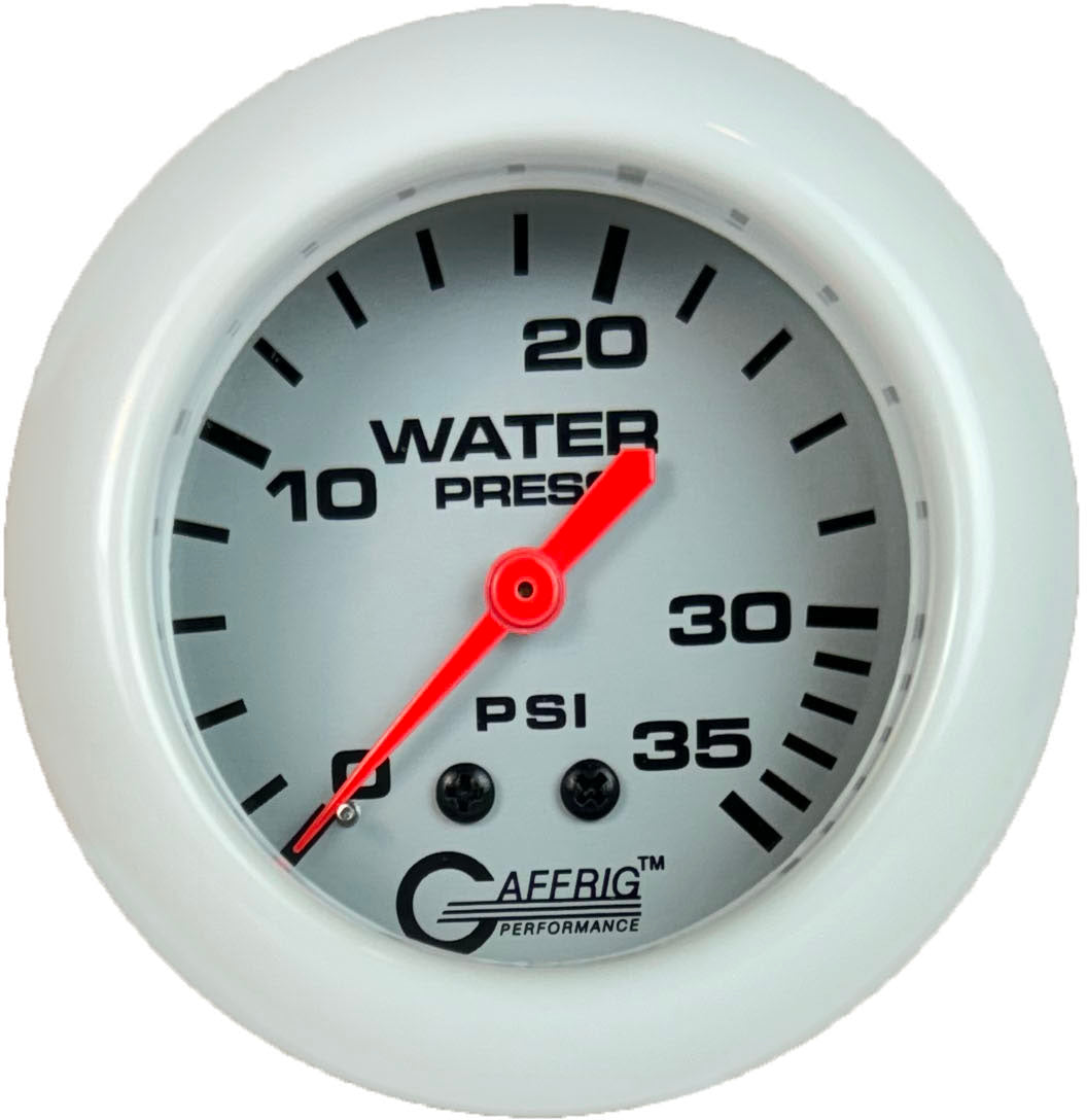 GAFFRIG PART 2 5/8 INCH MECHANICAL WATER PRESSURE 0-35 PSI PLATINUM / WHITE