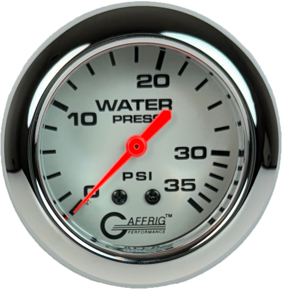 GAFFRIG PART #11014 2 5/8 INCH MECHANICAL WATER PRESSURE 0-35 PSI PLATINUM FAT RIM (258) / CHROME/POLISHED