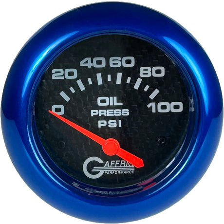 GAFFRIG 2 5/8 INCH ELECTRIC OIL PRESSURE 0-100PSI BLACK / BLUE