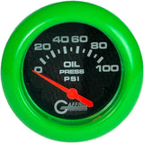 GAFFRIG 2 5/8 INCH ELECTRIC OIL PRESSURE 0-100PSI BLACK / LIME GREEN