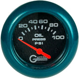 GAFFRIG 2 5/8 INCH ELECTRIC OIL PRESSURE 0-100PSI BLACK / TEAL